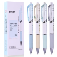 deli s11 press gel pen 0 5mm bullet 12 pcs per box press ballpoint pen black ink stationary pens