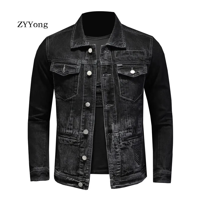 Куртка бомбер мужская повседневная Джинсовая с отложным воротником| |