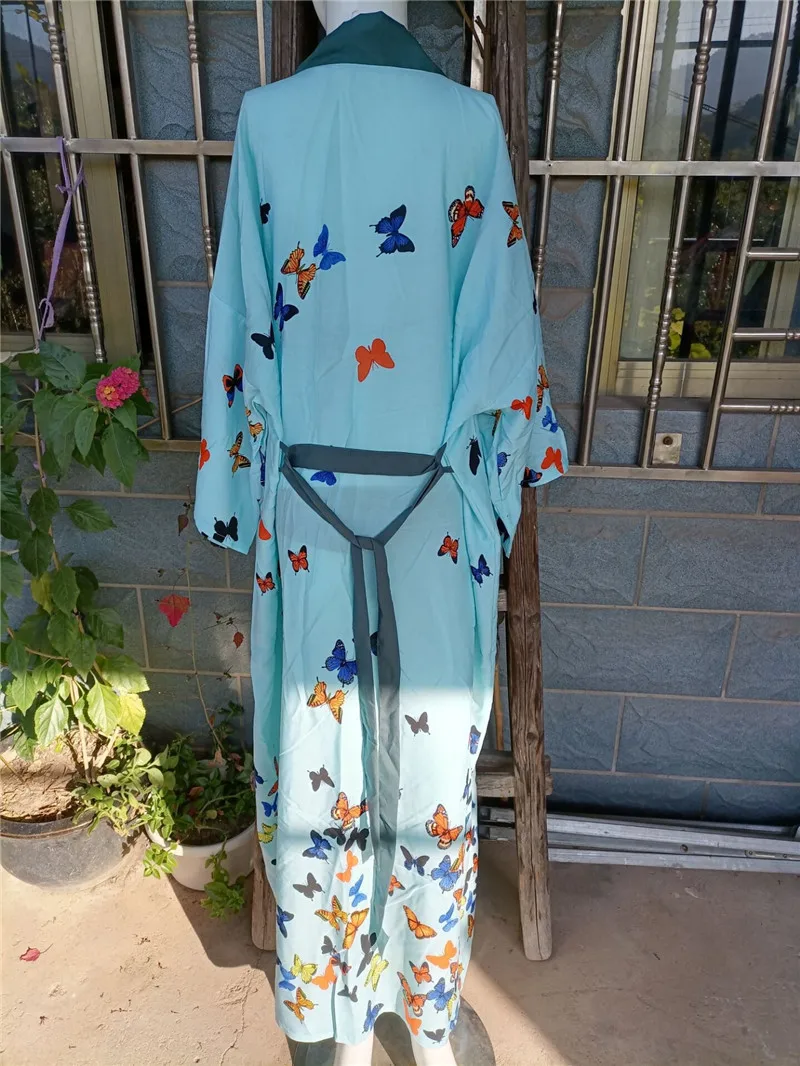 

Butterfly Print Bikini Beach Cover up Tunics for Beach Big Sleeve Bikinis Cardigan Robe de Plage Sarong Beach Swimsuit cover-ups