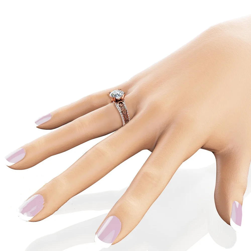 

14K Rose Gold Diamond Anillos Rings Bague Etoile Bizuteria for Engagement Women Wholesale Gemstone Rose Wedding Rings Luxury