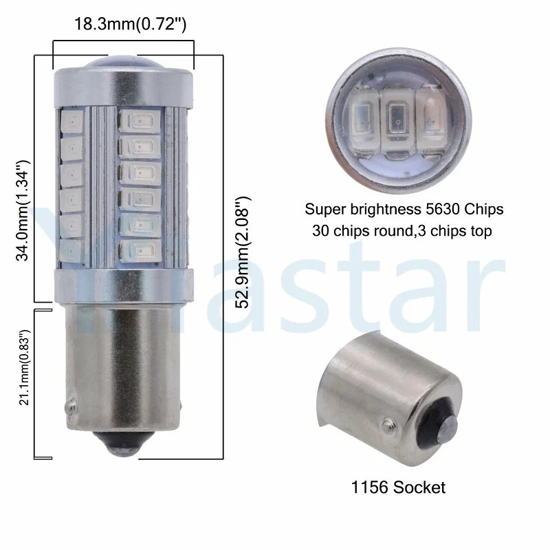 100 шт 1156 1157 7440 7443 P21W BA15S 33 SMD 5630 5730 СВЕТОДИОДНЫЙ Автомобильный резервный светильник