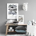 Настенная бумага с изображением моря, Кита, акулы, Картина на холсте, скандинавские постеры и печать, настенные картины для гостиной, украшение для дома