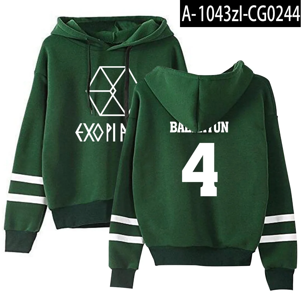 Kpop EXO милый женские худи Harajuku Повседневная Толстовка с капюшоном корейский стиль свободная толстовка с капюшоном женские флисовые толстовки пуловер Топ - Цвет: green