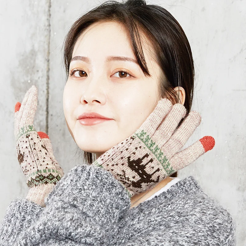 

Hot Selling Extra-warm Fleece Touchscreen Gloves Knitting Windproof Soft for Winter Outdoor -B5