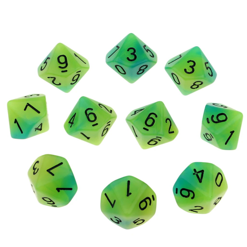 Настольная игра 10 шт. подземелья драконы кости D10 D & светящиеся 1 6 см Мульти набор