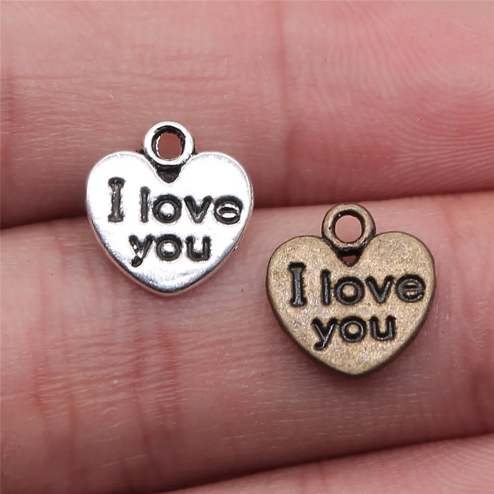 

20 штук 12x11 мм двухсторонняя зажигалка с надписью I Love You (я тебя люблю) Подвесок в виде влюбленного сердца, ювелирное изделие-талисманы I Love You т...