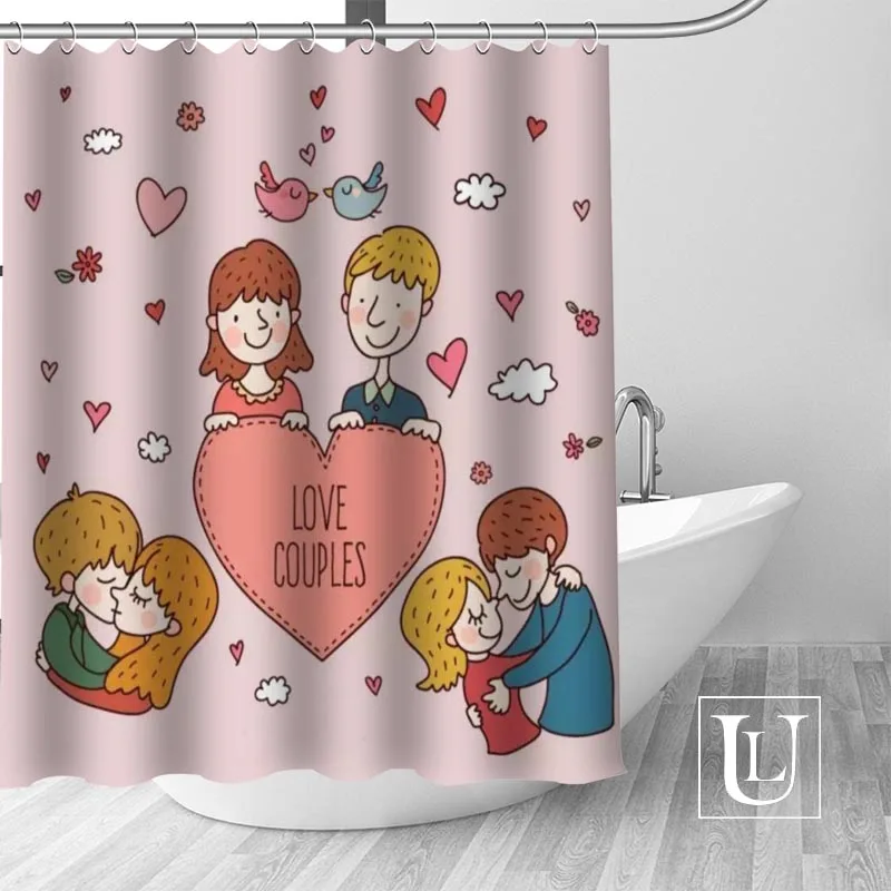 Поцелуй романтические шторы для душа пользовательские Водонепроницаемая