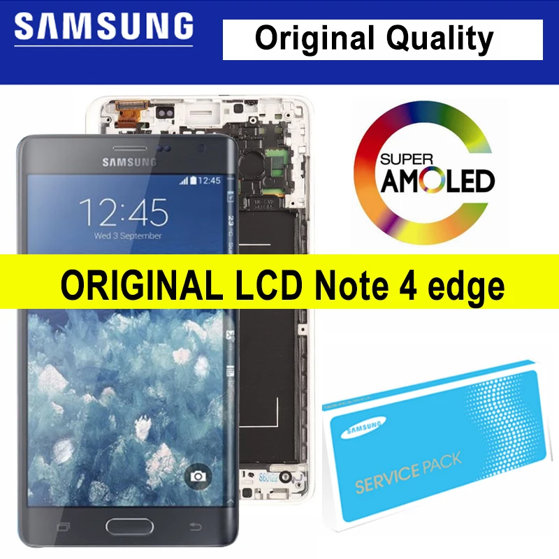 100% Оригинальный 5 6 &quotAMOLED ЖК-дисплей с рамкой для SAMSUNG Galaxy Note 4 edge N915 N9150 N915F