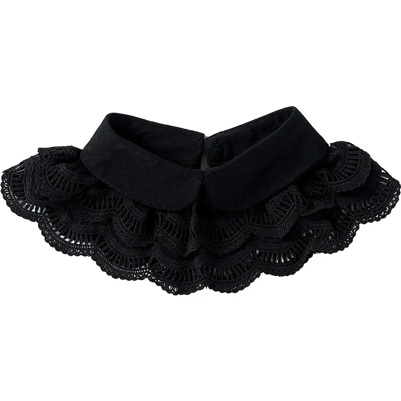 Linbaiway 2022 Women Fake Collar Chiffon Detachable Lapel Choker Necklace False Lace Shawl Wrap Half Shirt Blouse |