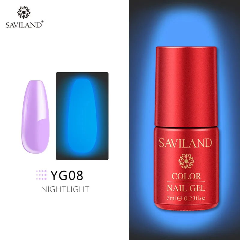 7ml YG08 Светящийся лак для ногтей SAVILAND, не протирает верхнее покрытие, 6 цветов, светящийся в темноте, Гель-лак для ногтей, отмачиваемый, УФ-Гель-лак, блеск в темноте - Цвет: 7ml YG08