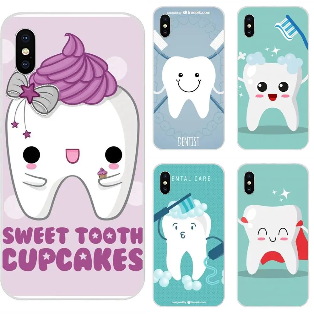 Симпатичные белые зубы черные мягкие чехлы для телефонов Apple IPhone X XS Max XR 4 4s 5 5C 5S SE 6
