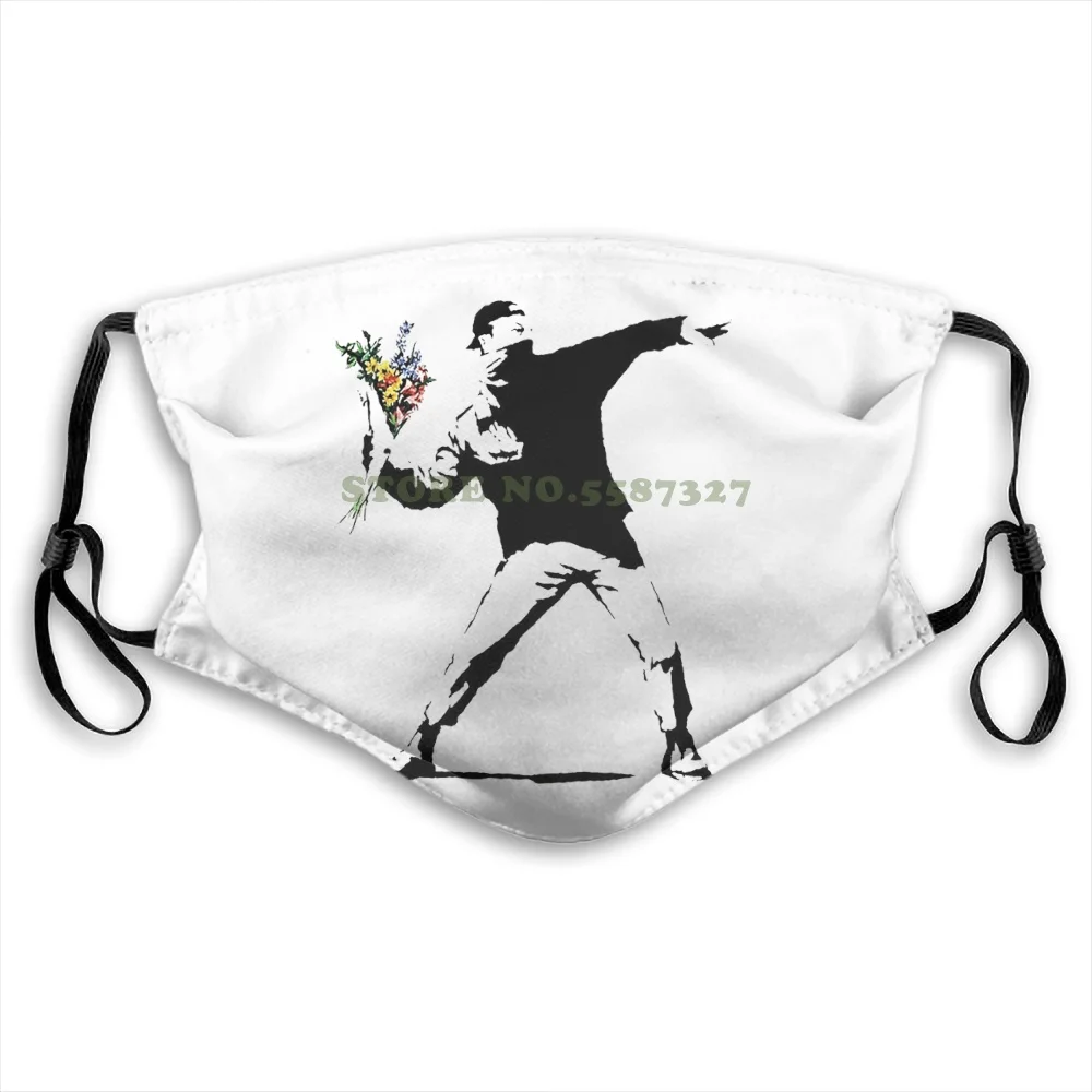 

Banksy Protester Throwing Flowers Graffiti Art Fashion Funny Reusable Masks