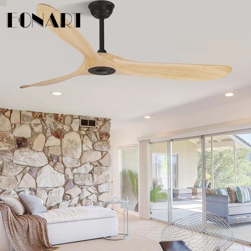 

60Inch Solid Wooden Led DC Ceiling Fan With Remote Control With Light Solid Wooden Ceiling Fans For Home 220 volt fan Ventilador
