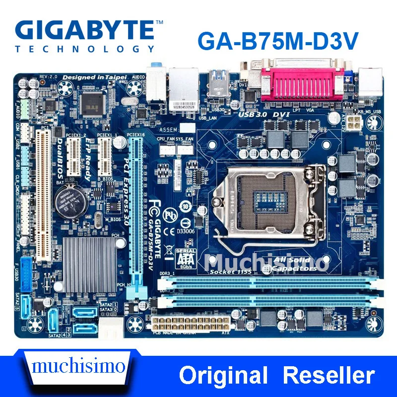 Gigabyte GA-B75M-D3V LGA 1155 Материнская плата DDR3 B75M-D3V 16 Гб USB2.0 USB3.0 B75 для рабочего стола материнской платы Восстановленное
