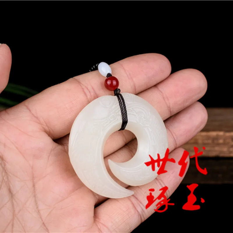 Натуральный белый зеленый китайский нефритовый рун ожерелье из бисера Шарм