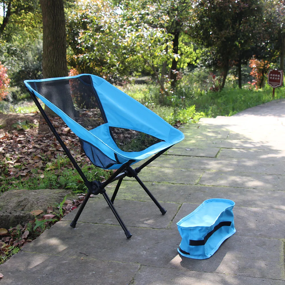 

Ultralight Folding Camping Moon Chair Portable Outdoor Furniture Travel Beach Hiking Fishing Backrest Seat Chair with Side Bag