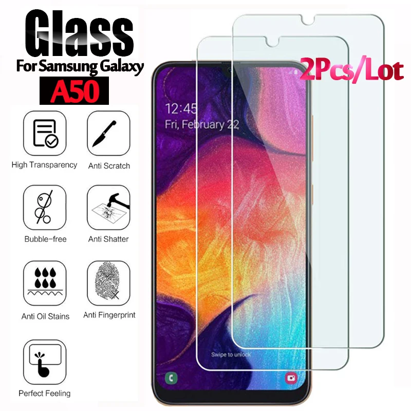 Защитное стекло закаленное для Samsung Galaxy A50 2 шт./лот|Защитные стёкла и плёнки