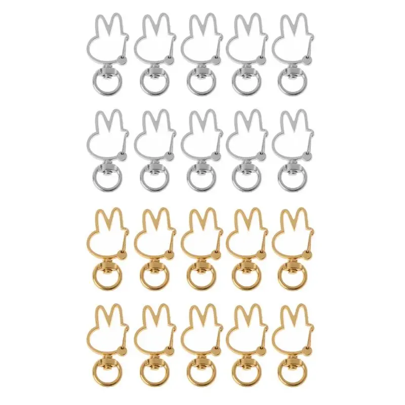 10Pcs Cute Rabbit Keychain Metal Swivel Lobster Clasp Snap Hook Jewelry Findings | Украшения и аксессуары