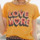 Женская футболка с принтом Love More Tumblr, летняя модная футболка с надписью, топы, футболки с графическим принтом на День святого Валентина, Повседневная Уличная одежда