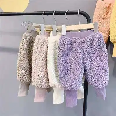 

Осенне-зимние детские штаны для девочек, одежда из овечьей шерсти, зимние брюки для маленьких девочек, детские штаны, утепленные флисовые те...