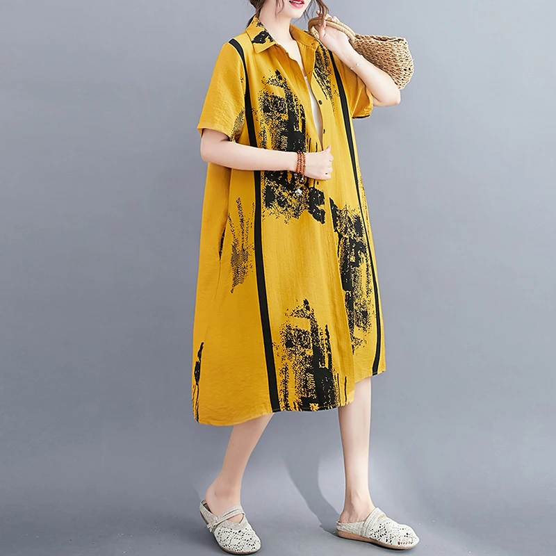 Женская длинная рубашка Max LuLu льняная блузка большого размера с принтом в