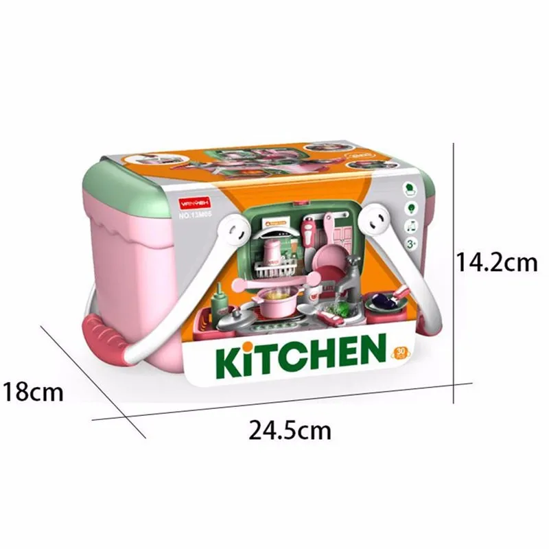 

Kids Kitchen Toys Food Cooking Suitcase Play Toy Electric Spray Water Children's Household Set Gift For Girls