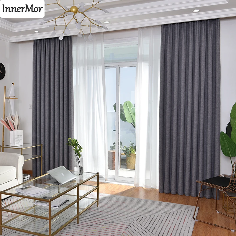 Оригинальные однотонные шторы в современном стиле для гостиной искусственная