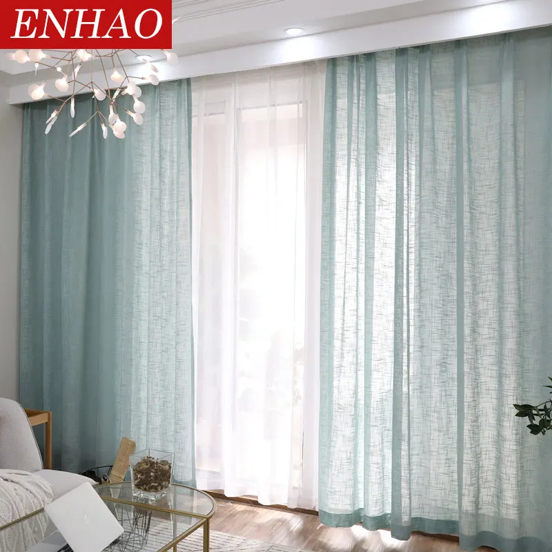 ENHAO японские тюлевые шторы для гостиной спальни кухни на окна вуалевые