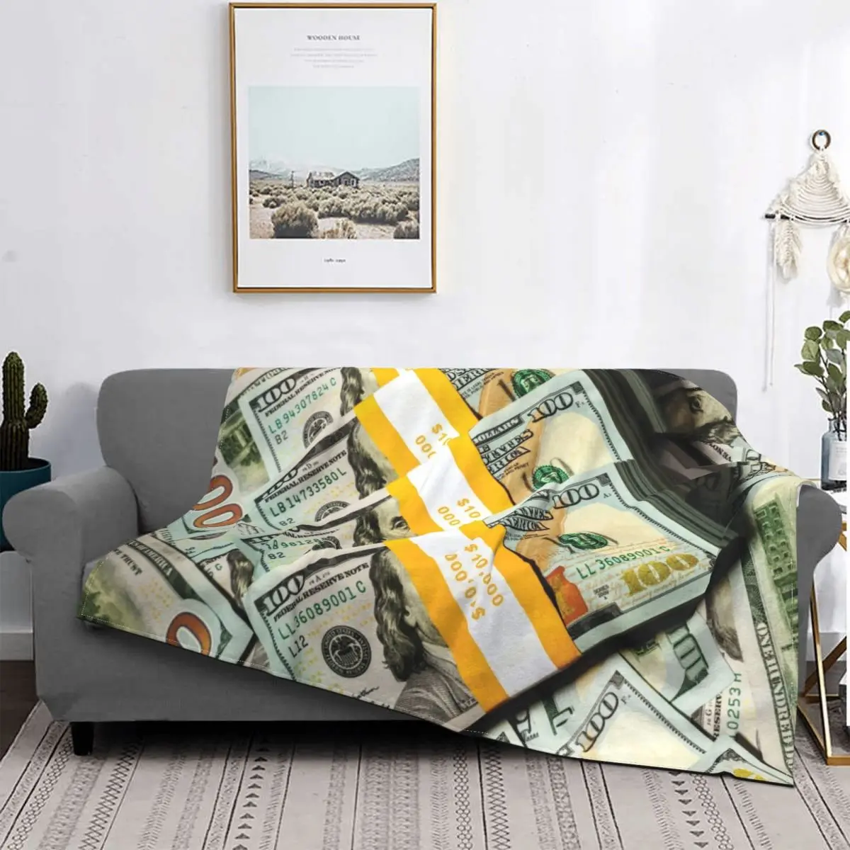 

100 долларовое одеяло для купюр, денежные деньги, плюшевое толстое мягкое Фланелевое флисовое покрывало для дивана, кровати, бархатный подар...