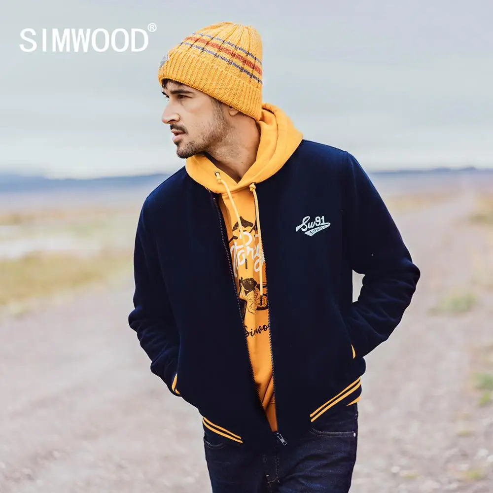 SIMWOOD/мужская куртка бомбер с вышитыми буквами модная бейсбольная контрастного