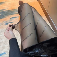 fashion sexy women pantyhose printed black letter dance stockings female hosiery mesh fishnet tattoo patterned tights