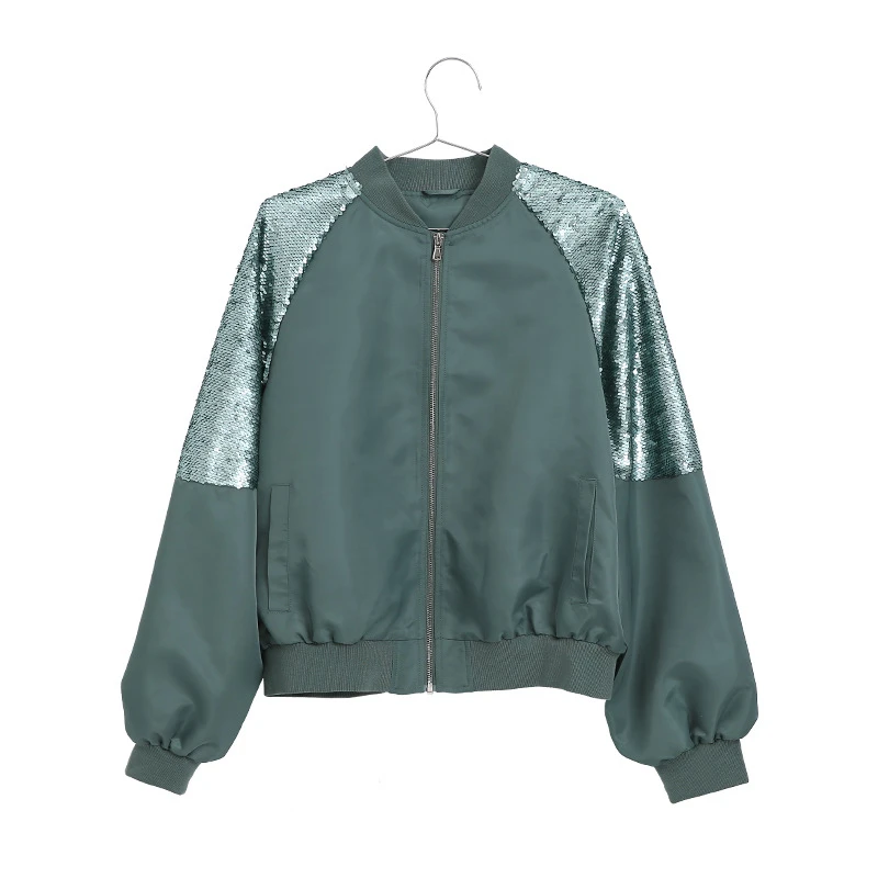 Женский бейсбольный плащ с блестками свободный однотонный