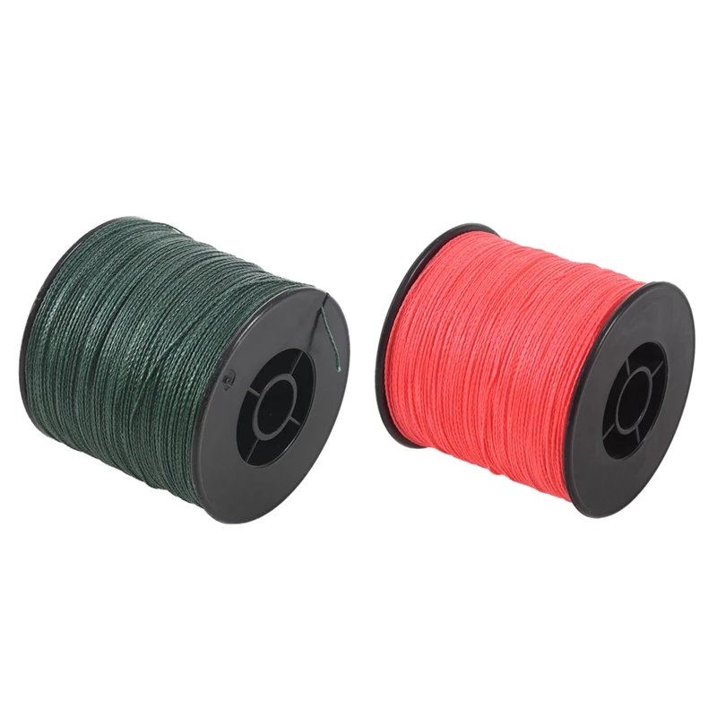 

2 Pcs 500M 100LB 0.5mm Super Strong Braided Fishing Line PE 4 Strands Red & Dark Green