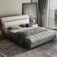 nordicgenuine leather bed modern simple master bedroom 1 8m bedroom furniture italian light luxury double wedding bed