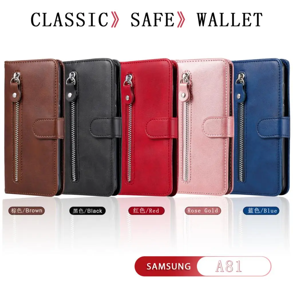 

Zipper Leather Case For Samsunmg Galaxy Note 10 Pro Plus Lite 5G 9 8 M80S M60S M40 M30 M20 M10S M10 Flip Wallet Magnet Cover