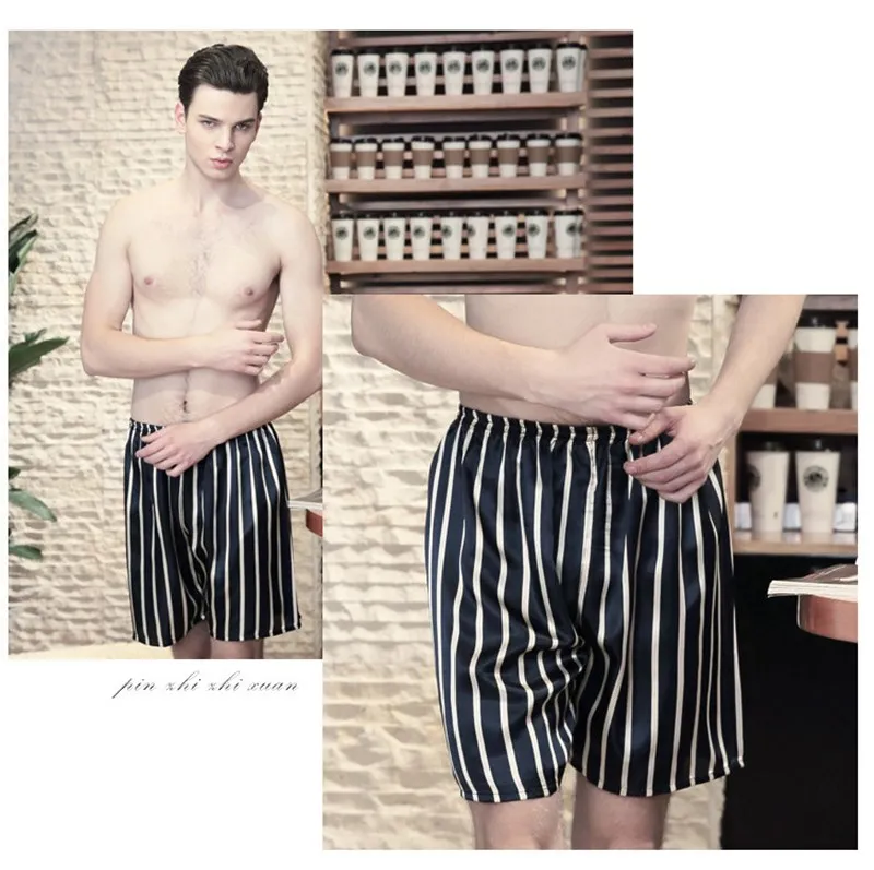 Летняя мужская короткая Пижама атласная Шелковая пижама эластичная резинка на