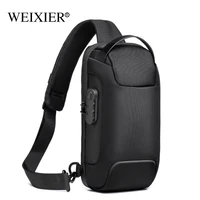 mens waterproof usb oxford crossbody bag anti theft shoulder sling bag multifunction short travel messenger chest pack for male