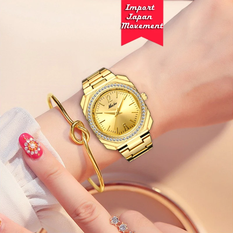 

Elegant Women's Watches Luxury Brand Square 18K Gold Female Wristwatch Women Quartz Waterproof Classic Geneva Watch