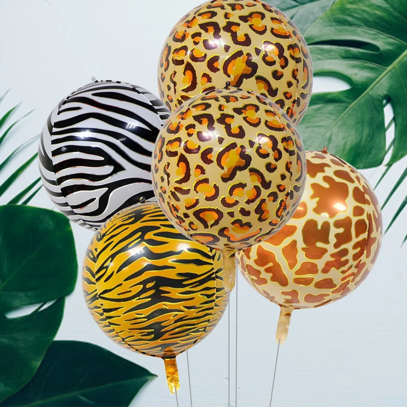 

Animal Printed Tiger Zebra Leopard Foil Balloon Jungle Theme Helium Balloons Birthday Earth Day Safari Party Zoo Theme Supplies