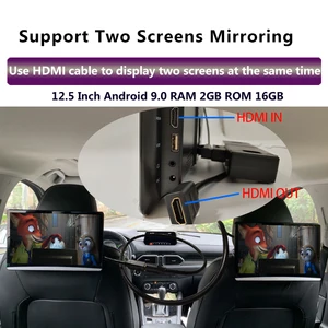 Монитор на подголовник автомобиля, 12,5 дюйма, Android 9,0, 4K, 1080P, 1920*1080, Wi-FiBluetoothUSBSDHDMIFMMirror LinkMiracast
