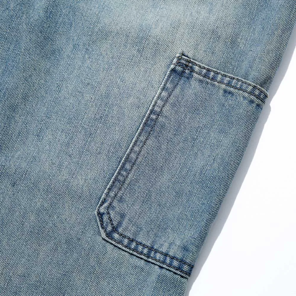 Trendy Cargo Jeans Men Casual Pockets Denim Pants Straight Loose Baggy Trousers Hiphop Harem Jeans Streetwear Male Clothing
