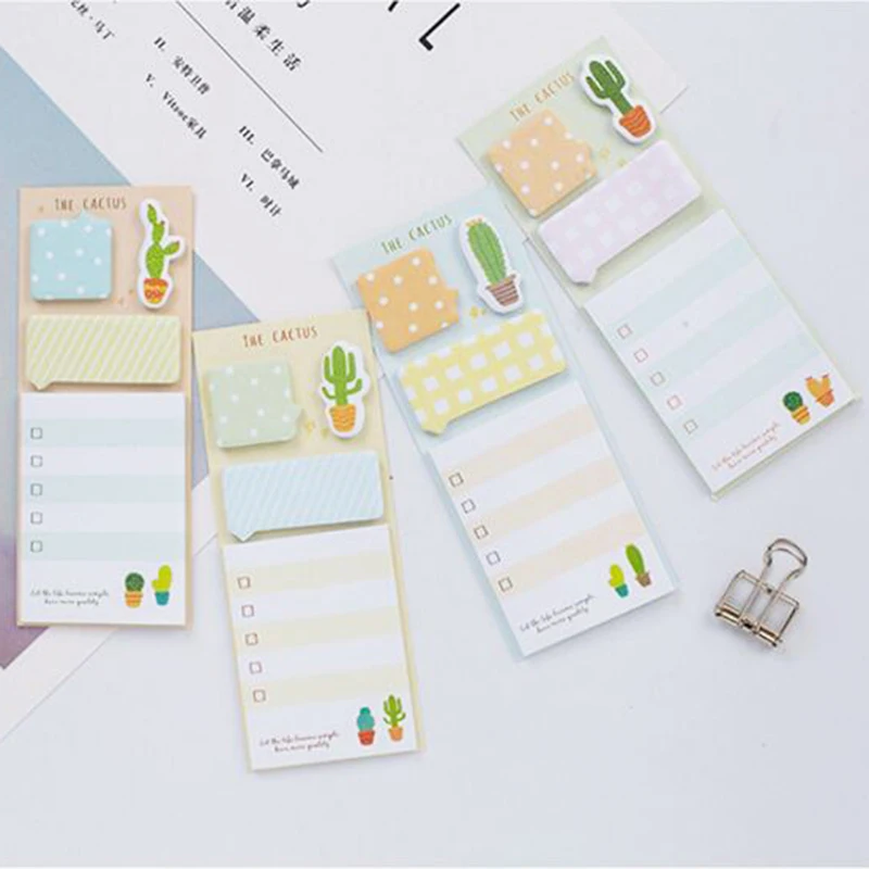 

2pcs Cactus Series Convenient Sticker Kawaii Daily List Planner Self-adhesive Memo Pads Stationery Cute School Supplies