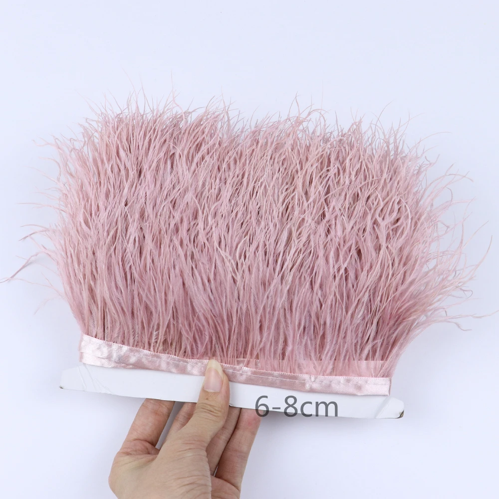2 метра окрашенной кожи розовые Страусиные искусственные перья лента с бахромой