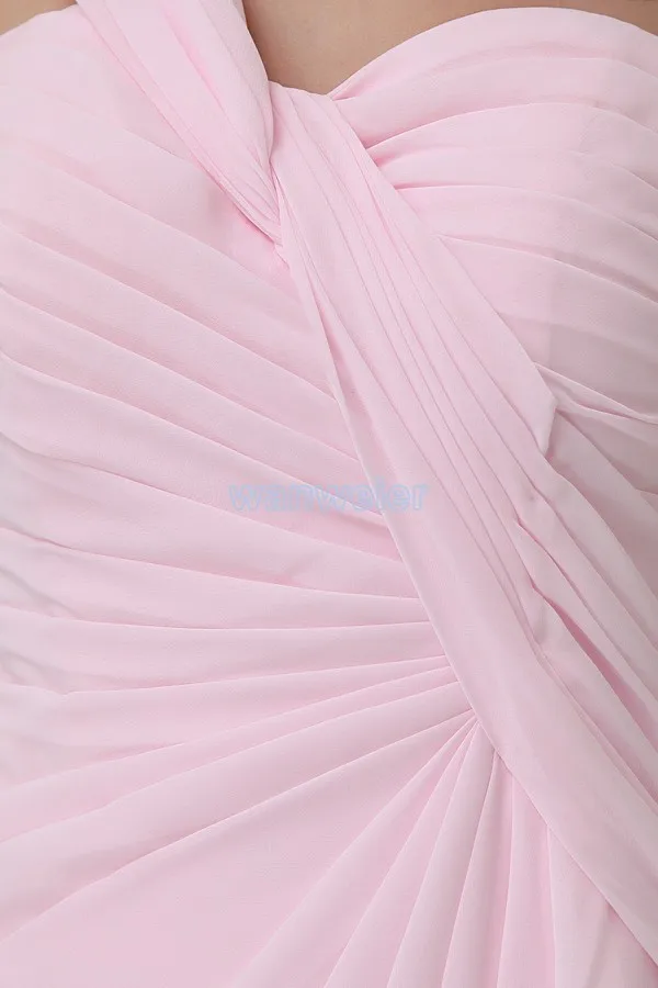 

free shipping modest 2016 new design hot custom size/color one shoulder chiffon gown short pink davids bridal bridesmaid dresses