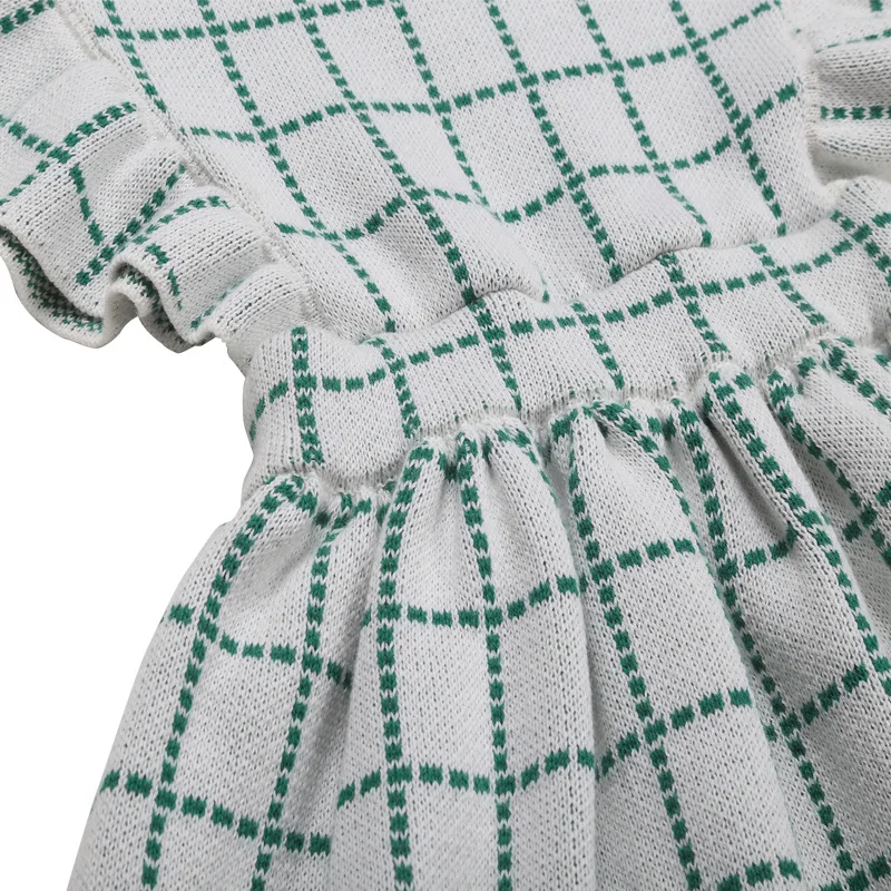 

Knitted Baby Dresses Plaid Cotton Newborn Baby Clothes Ruffles Kids Girls Dress Winter Toddler Girls Dresses Sleeveless Autumn