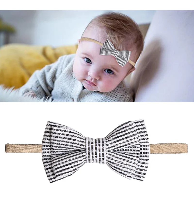 New Baby Girls Луки Оголовье 10 шт. / Компл. Эластичные Нейлоновые Ободки для Девочек Симпатичные Принты Луки Оголовье Набор Детские Аксессуары Для Волос