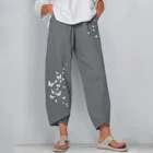 Брюки женские летние повседневные Модные свободные из хлопка и льна, широкие леггинсы с принтом бабочек, 2021