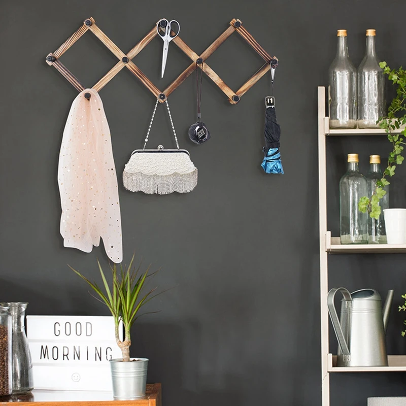 Сельский коричневый сгоревший деревянный расширяемый крючок для ключей в стиле