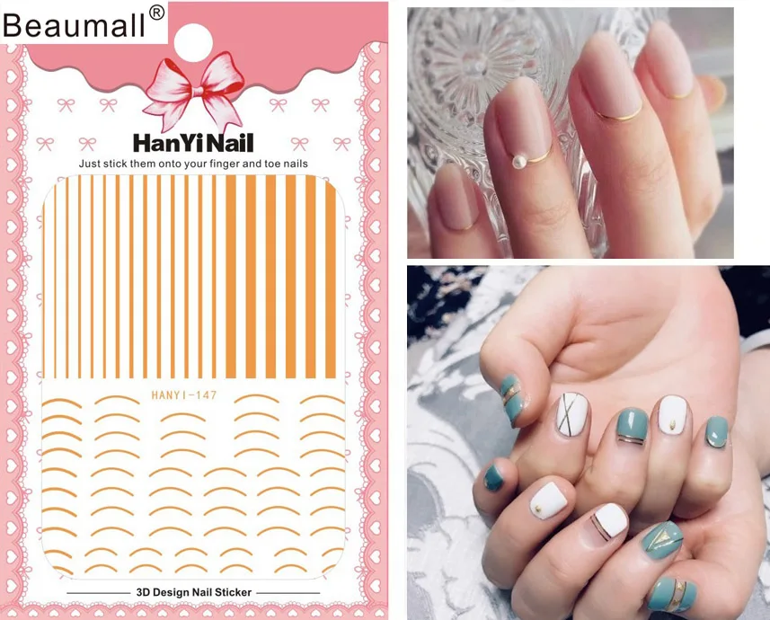 Полоски узоры! Лак для ногтей задний клей деколь декорации дизайн ногтей стикер для ногтей Советы красоты