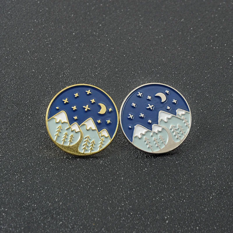 Новый ночное небо горный Луна Звезды эмаль на булавке рюкзак сумка шапка кожаные